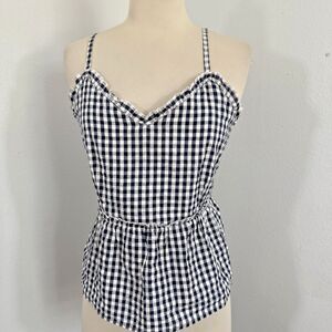 Sim and Sam Top Womens S Violet Gingham‎ V Neck Ruffle Trim Cottagecore Y2K